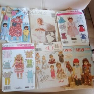 Assorted Doll Clothing Sewing Patterns Set Of Six